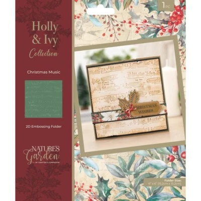 Crafter's Companion Nature's Garden Embossing Folder Holly & Ivy Christmas Music - Image 1 of 3