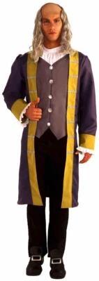 Fantasia adulta Halloween fantasia histórica colonial Ben Franklin Benjamin - Imagem 1 de 2