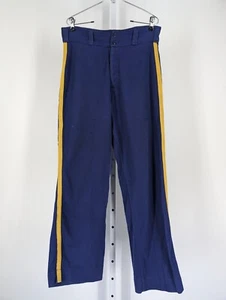 Vintage 30s 40s Denim Twill Side Stripe Yellow Blue Twill Athletic Pants 32 x 30 - Picture 1 of 7