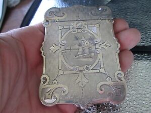  1860 Antique  ALBERT COLES - AESTHETIC - COIN SILVER - CARD CASE  - EXCELLENT