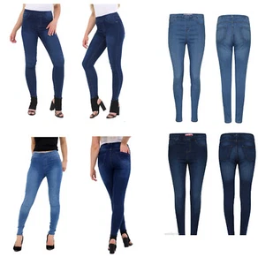 Donna Ladies Jeans Elasticizzato Skinny Jeggings con Tasche Taglie Forti 8-28 - Foto 1 di 17