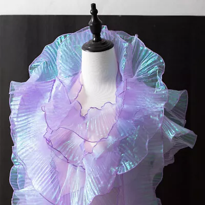 3 Yards Ruffles Pleated Trims Mesh Edging Organza Tulle Fabric Craft Sew Glitter - Image 1 of 4