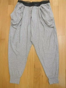 POLECI Gris Holgado Cintura Elástica 2 Bolsillos Laterales Pantalones Harén L Nuevo Sin Etiquetas - Imagen 1 de 3