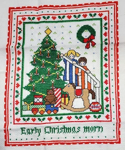 Früher Weihnachtsmorgen bunt Feiertag fertig Kreuzstich Kinder Spielzeug ungerahmt - Bild 1 von 24