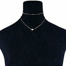 Maya's Grace Heart Choker Pendant Silver Gold Plated Chunky Chain Bib Necklace M