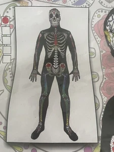 Men's Halloween skeleton skin suit all in one day of dead fancy dress costume - Picture 1 of 3