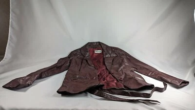 Chaqueta de cuero vintage Split End Ltd para mujer talla 18 rojo ladrillo óxido botón abajo  Foto 1 de 4