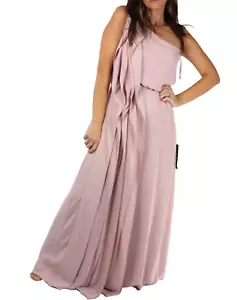 BCBG Max Azria Joyce Pastel Pink One Shoulder Pleated Long Maxi Gown Dress Sz S - Picture 1 of 12