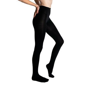 Fiore Ouvert 80D Open Gusset Opaque Tights | Black Gloss Gray | Reg & Plus Size