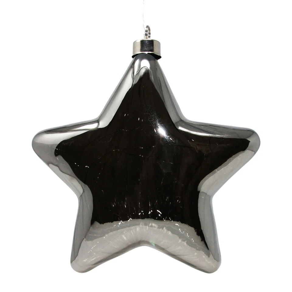 Stella di Natale Con Funzionamento a Batteria IN Scura Argento Liscia H 16cm - Immagine 1 di 1