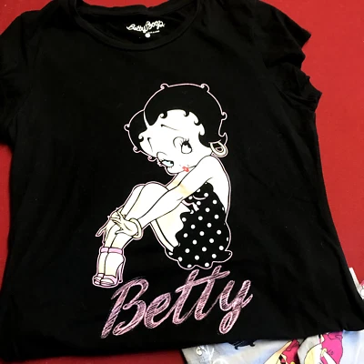 Conjunto de 2 piezas de pijama Betty Boop talla grande camisa y pantalón ropa de salón para mujer Foto 1 de 4