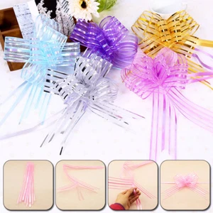 10 Piezas Grande Pom Pom Arco Organza Cinta Tirar Arcos Boda Fiesta Regalos Envoltura - Imagen 1 de 28