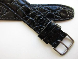 Swatch ERSATZ schwarz Krokodildruck 17 mm Leder Uhrenarmband Armband - Bild 1 von 5