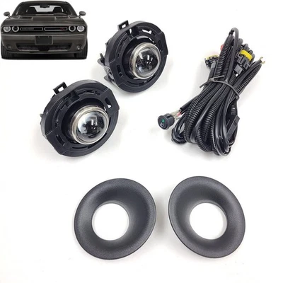 Fit 2015-2023 Dodge Challenger Halogen Fog Light Kit w/ Switch Bezel Wires kit - Image 1 of 4