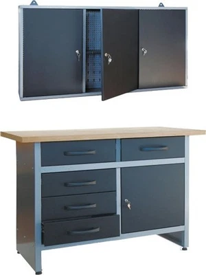 TrendLine Werkstatt-Set Werkbank Werkschrank 120 cm Montagewerkbank Werktisch