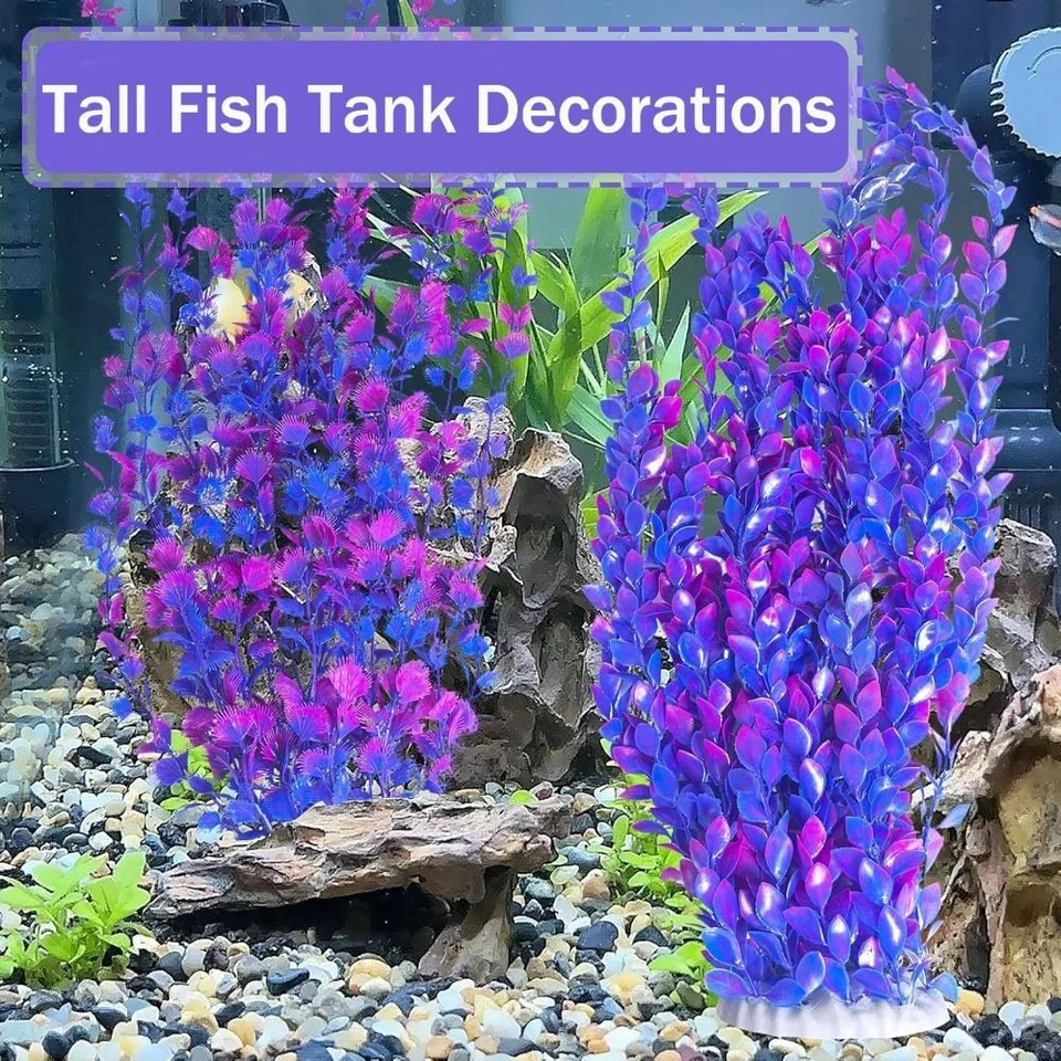 2PCS Extra Large Artificial Fish Tank Plants  Aquarium Decor - image 1 of 4