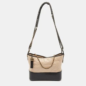 Chanel Beige/Black Quilted Aged Leather Medium Gabrielle Hobo - Picture 1 of 10