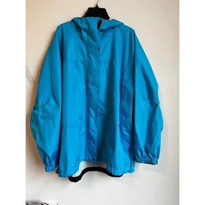 LL Bean Womens Blue Hooded Rain Jacket Water Resistant All Weather Outerwear 3X - Picture 1 of 11