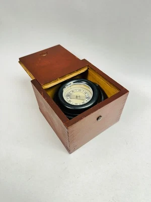 Vintage Working Maritime 1940s Wilcox Critt Compass Wooden Box Case Beach Decor - Image 1 of 4