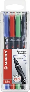 OHP Pen - STABILO OHP Pen Permanent - Superfine - Wallet of 4 - Assorted Colours - Bild 1 von 7