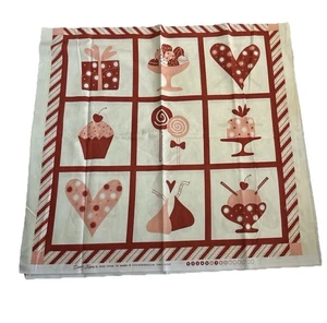 Lot Of 2-24”x22.5” Valentine Heart Panel “Candy Kisses” By Sandy Gervais- Moda - Picture 1 of 2