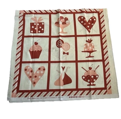 Lot Of 2-24”x22.5” Valentine Heart Panel “Candy Kisses” By Sandy Gervais- Moda - Image 1 of 2