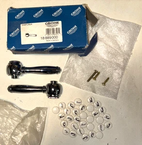 (2) Grohe Faucet Handles Sinfonia 18 889000 Chrome New in Box Germany Hot & Cold - Picture 1 of 4
