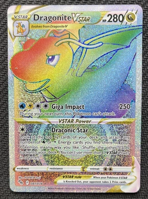 Dragonite Vstar Rainbow Rare Pokemon Go 081/078 Pokemon Card NM 2022 - Image 1 of 2