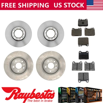 Rotores de freno delanteros traseros y pastillas de freno metálicas para Mercedes-Benz 300TD 1981-1984 Foto 1 de 4