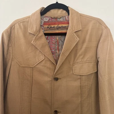 Robert Graham Sport Coat Mens L Camel Brown 3 Button Casual 100% Cotton Jacket - Image 1 of 4