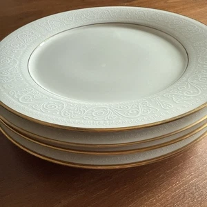 Set of 4 Noritake TULANE Ivory China Japan Dinner Plates 10.5" Gold Trim - Picture 1 of 9