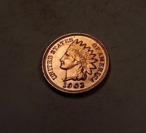 1903 Indian Head Cent Penny * Gem BU rot * vier Diamanten * XI731 - Bild 1 von 2