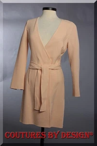 St John Knits 100% Wool Wrap Coat Dress Peach Sorbet Size 10 NWT MSRP $995 - Picture 1 of 2