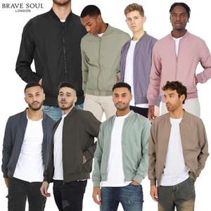 Brave Soul Mens Bomber Jacket Regular Fit Long Sleeve Outdoor Jacket, S to 2XL - Picture 1 of 32