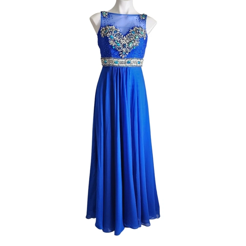 Disney Forever Enchanted Vestido 2 Azul Transparente Joyas Malla Formal Evento Princesa Foto 1 de 4