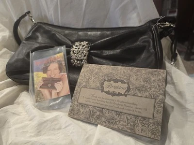 Mini bolso sin asas pequeño con arco adornado floral de cuero negro BRIGHTON - nunca usado Foto 1 de 4