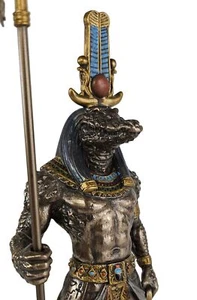 11 1/4" Sobek Egyptian Crocodile God of the Nile Statue Antique Bronze Color - Picture 1 of 6