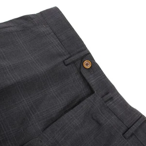PT01 NWT Flat Front Dress Pants Size 46 30 US Gray Plaid Wool Blend - Picture 1 of 12