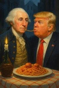 AI131 Donald Trump & Washington Spaghetti Refrigerator Magnet Big 4 by 6 Inch - Picture 1 of 1