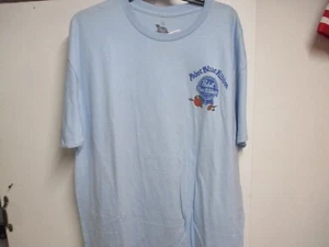 PABST BLUE RIBBON BEER MENS SHORT SLEEVE T SHIRT (LRG) NWT LT BLUE 2 SIDED LOGOS - Picture 1 of 4