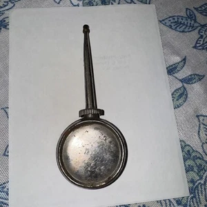 Vintage -Small Round Banjo Tin Metal Oiler -Machine Squirt Drip Oil Can Tool - Picture 1 of 13