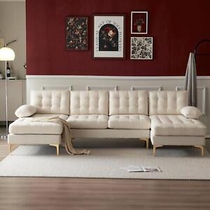 Modern U-Shaped Sectional Sofa Couch, 110'' Upholstered Couch with 2 Chaise