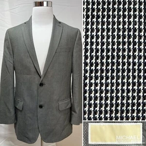 Men's Michael Kors Woven Black White 2-Button 42R Blazer Suit Jacket Sport Coat - Picture 1 of 8
