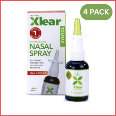 Назальный спрей с натуральным физиологическим раствором ксилита 1,5 жидкой унции 4 упаковки XLEAR - Изображение 1 из 4