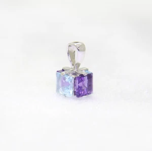 9ct White Gold Amethyst Blue Topaz Pendant - Picture 1 of 2