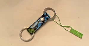 New With Tag  Vera Bradley Twice As Nice Keychain Key Fob Caribbean Sea - Picture 1 of 3