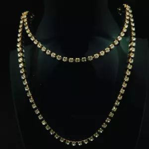 COLLANA DI STRASS ELEGANTE COLORE ORO LUNGA 70/90 CM MADE IN ITALY HANDMADE - Bild 1 von 3