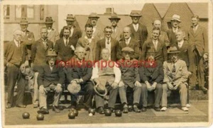 FOTO REAL POSTAL DE BOWLS TEAMS, COWES V RYDE, 1928, ISLA DE WIGHT, HAMPSHIRE - Imagen 1 de 2