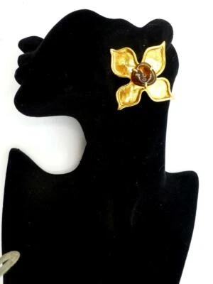 CHRISTIAN LACROIX '90s Runway Couture Massive Gripoix Style Gold-Plated Earrings - Image 1 of 4