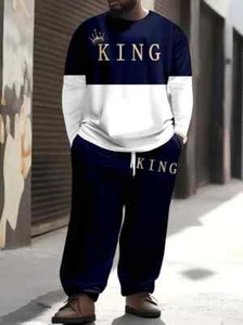 Men's Set Shirt+Pants Set PLUS Long Sleeve COMFY TOPS BOTTOMS KING BIG 4XL - Picture 1 of 7